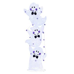 7 ft Cool White and Purple LED Stacked Ghosts
