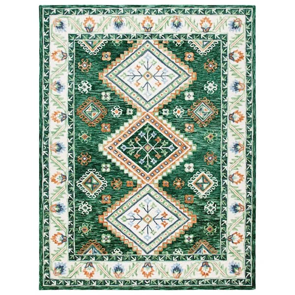 Aspen 8 x 10 Green/Ivory Tribal Area Rug