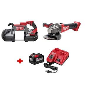 M18 FUEL 18V Brushless Cordless Deep Cut Band Saw & 4-1/2 in. Grinder Combo W/ 9.0Ah Battery & Charger