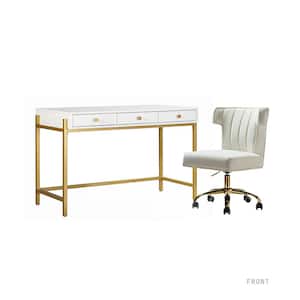 Yakira 47.3 in. Ivory Desk With Chair Set
