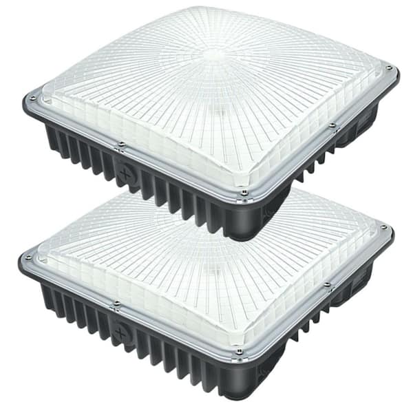 WYZM 300-Watt Equivalent Integrated LED Outdoor Security Light Canopy Light Area Light 8400 Lumens (2-Pieces)