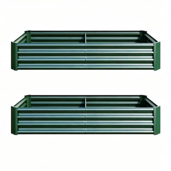 6×3×1 ft Green Rectangle Outdoor Galvanized Metal Raised Garden Beds(2-Pack)