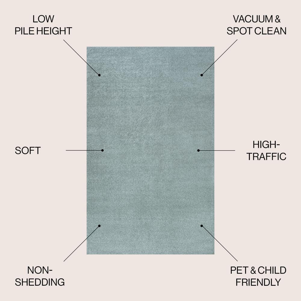 Light Blue Synthetic Low-Pile 8 x 10 Area Rug