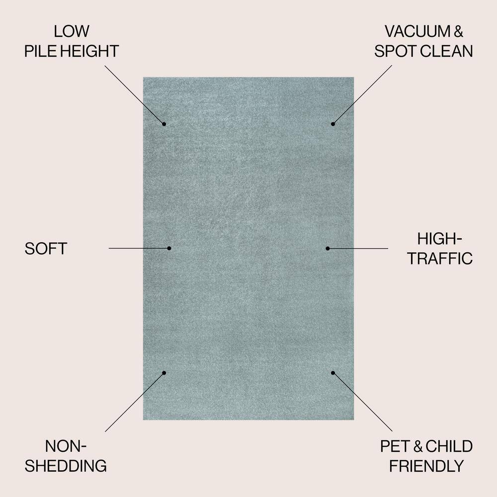 Light Blue Solid Synthetic 9' x 12' Reversible Area Rug