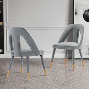 Neda Grey Modern Velvet Upholstered Dining Chair (Set of 2)