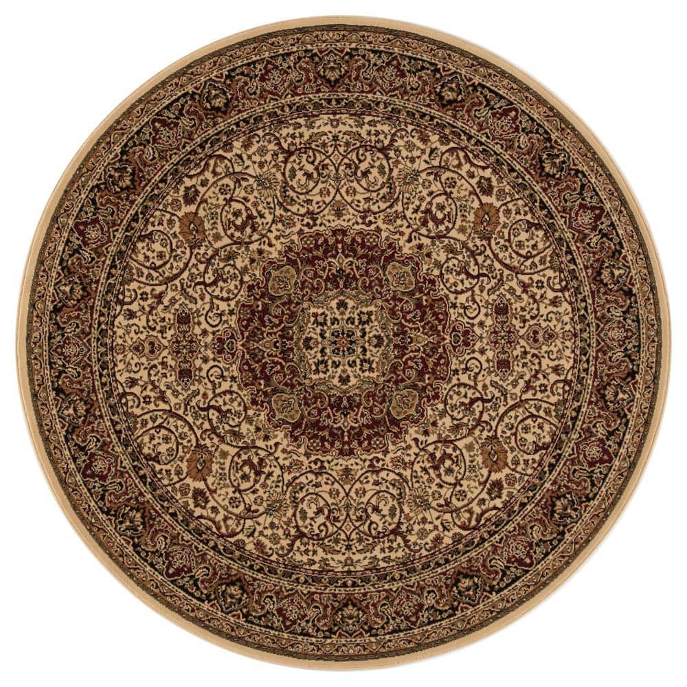 Round 7'10 Concord Global Trading Oriental Classics Isfahan Ivory Rug Rug Size 