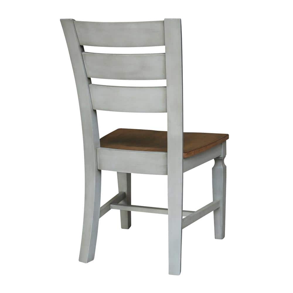 Vista Distressed Hickory and Stone High Ladderback Wood Chairs - Set of 2