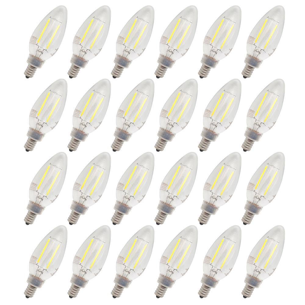 Clear Dimmable LED Filament B11 E12 Light Bulbs, 12-Pack