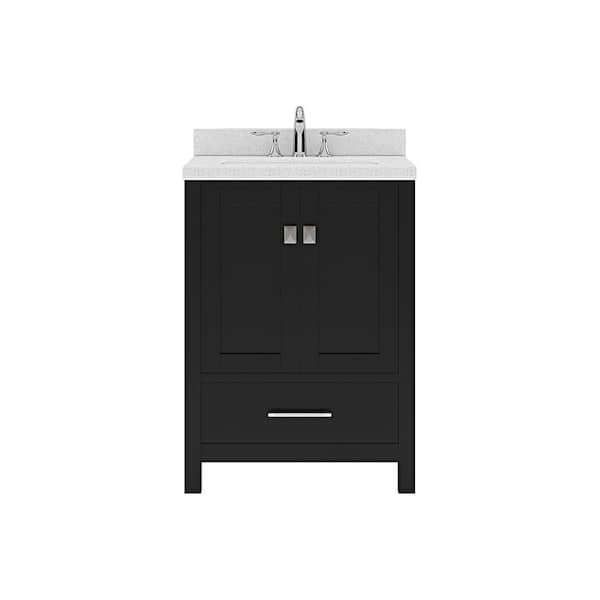 Virtu USA Caroline Avenue 24 in. W Bath Vanity in Espresso with Quartz Vanity Top in White with White Basin