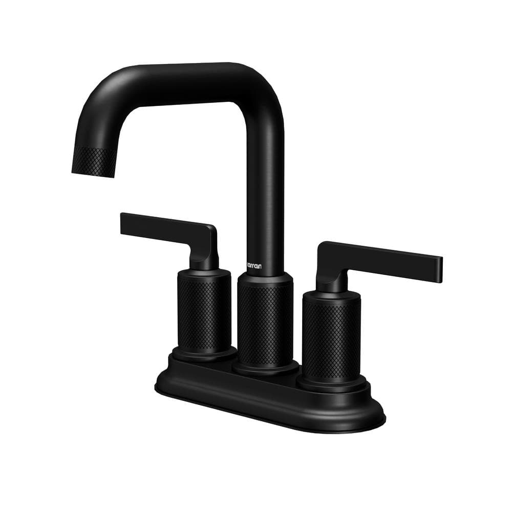 Matte Black Brass Centerset Bathroom Faucet with Pop-up Drain