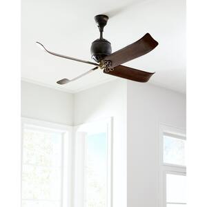 Volta 60 in. Indoor Antique Iron with Hand-Rubbed Antique Brass Ceiling Fan with Remote Control