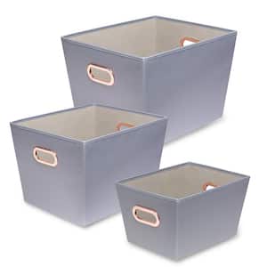 60 Qt. Gray with Copper Handles Canvas Tote (Set of 3)