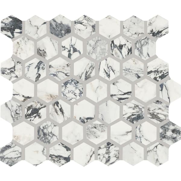 Daltile Lamora Capri 3 in. x 3 in. Glazed Ceramic Hexagon Mosaic Tile Sample