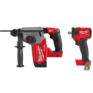 M18 FUEL 18V Lithium-Ion Brushless Cordless 1 in. SDS-Plus Rotary Hammer with 1/2 in. Compact Impact Wrench (2-Tool)