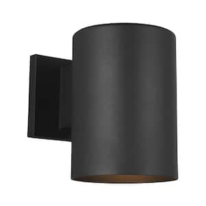 Outdoor Cylinders Small 1-Light Black Turtle Friendly Outdoor Wall Cylinder-Light Sconce with Amber PAR20 LED Bulb