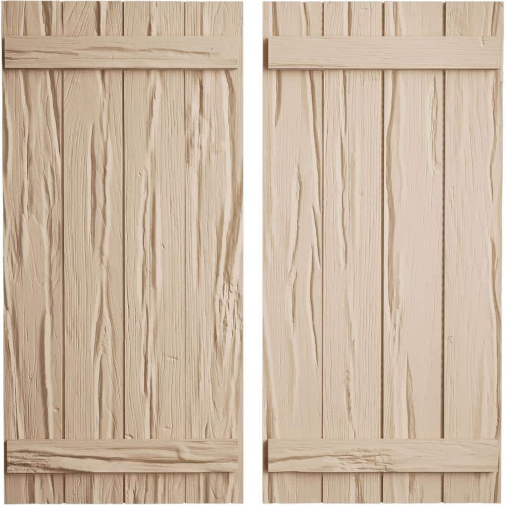 22 in. x 36 in. Timberthane Polyurethane 4-Board Joined Board-n-Batten Riverwood Faux Wood Shutters Pair price history on PriceWatchPro
