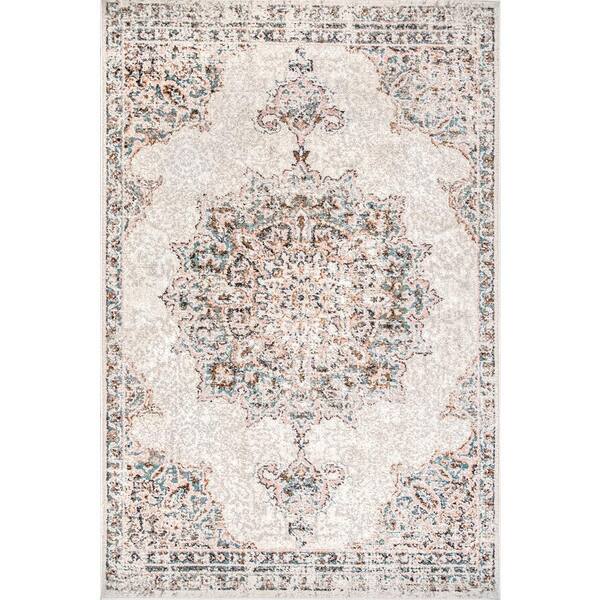 nuLOOM Helios Distressed Beige 12 ft. x 15 ft. Area Rug