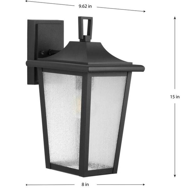 Transitional 1 Light Textured Black Outdoor Wall Sconce 15 Height