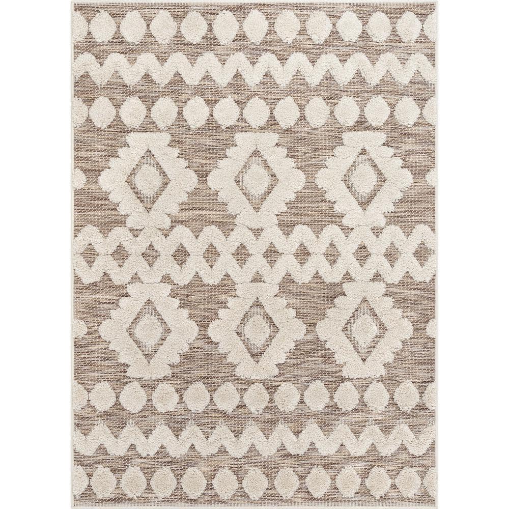 Well Woven Bellagio Chiara Tribal Moroccan Beige 5 ft. 3 in. x 7 ft. 3 in.  High-Low Flat-Weave Area Rug BG-82-5 - The Home Depot