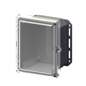 9.7 in. L x 8.2 in. W x 5.5 in. H Polycarbonate Clear Hinged Screw Top Cabinet Enclosure with Gray Bottom