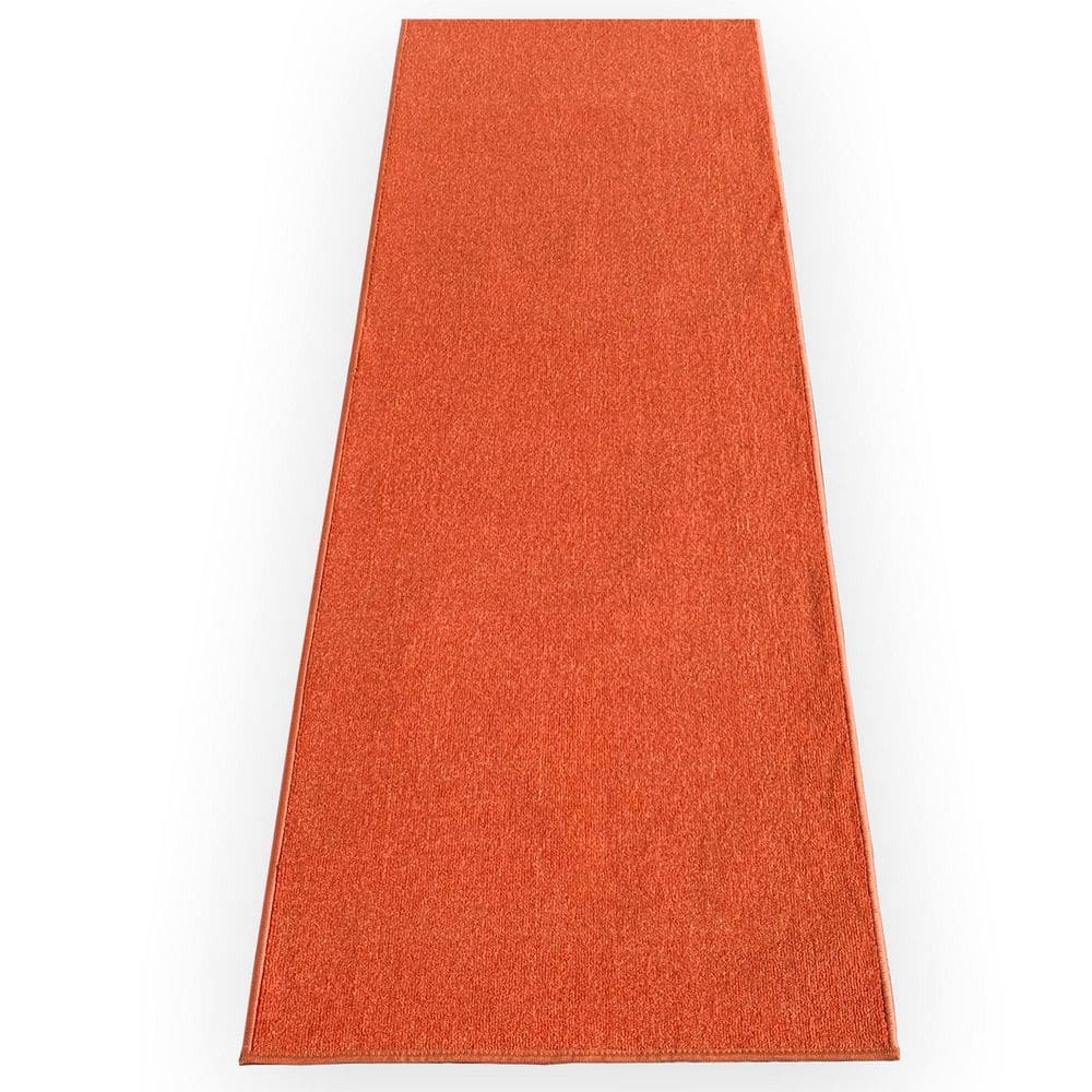 PLAYA RUG Solid Orange 31 in. W x 24 ft. L Runner Rug/Stair Runner 62.4 sq. ft. SLDORNG-31X24 ...