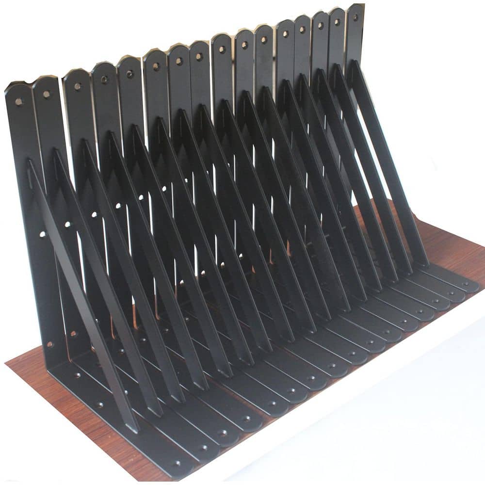 11 in. x 8 in. Gauge 10 Black Metal Heavy Duty Shelf Bracket with Screws, for L Brackets (16-Pack) price history on PriceWatchPro
