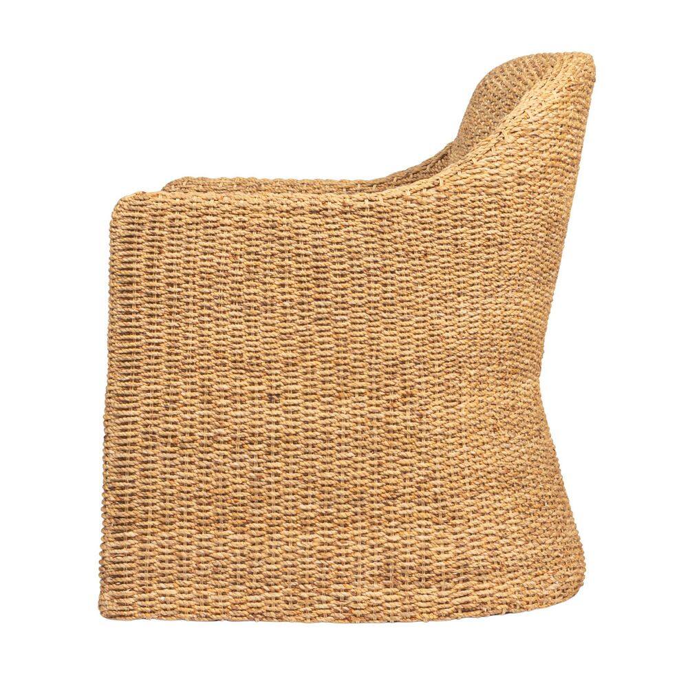 Natural Acacia Wood Lounge Chair with White Cushions