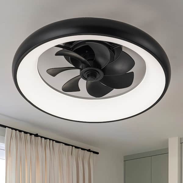 20 in. Dimmable Integrated LED RGB Smart Indoor Black Low Profile Ceiling Fan with Light and Voice/App/Remote Control
