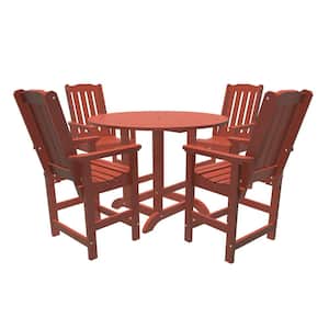 Glennville 5-Pieces Round Recycled Plastic Outdoor Counter Dining Set