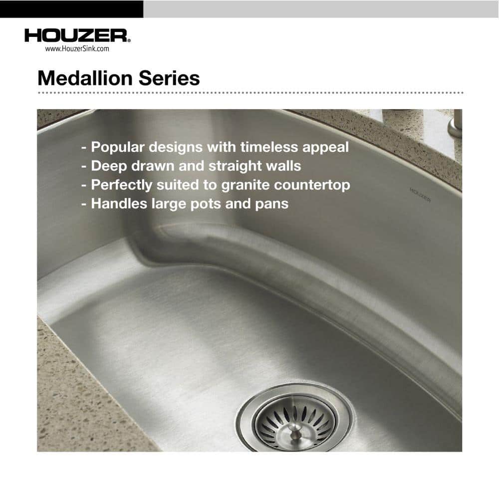Medallion 33'' Stainless Steel Double Bowl Undermount Kitchen Sink