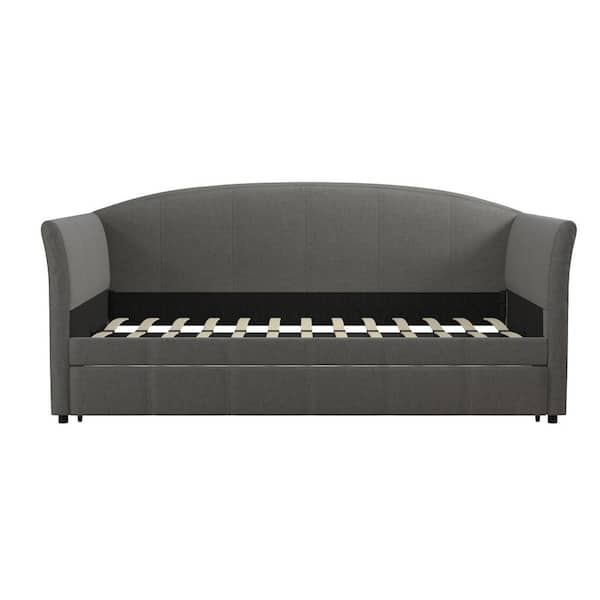 DHP Marta Upholstered Daybed and Trundle Twin. Grey Linen