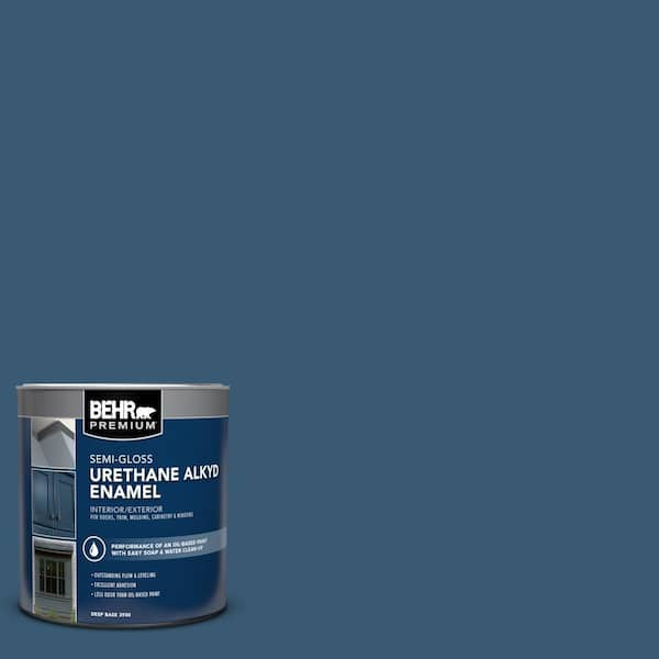 BEHR PREMIUM 1 qt. #M500-6 Express Blue Semi-Gloss Enamel Urethane Alkyd Interior/Exterior Paint