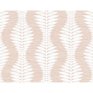 60.75 sq. ft. Coastal Haven Blush Carina Leaf Ogee Embossed Vinyl Unpasted Wallpaper Roll