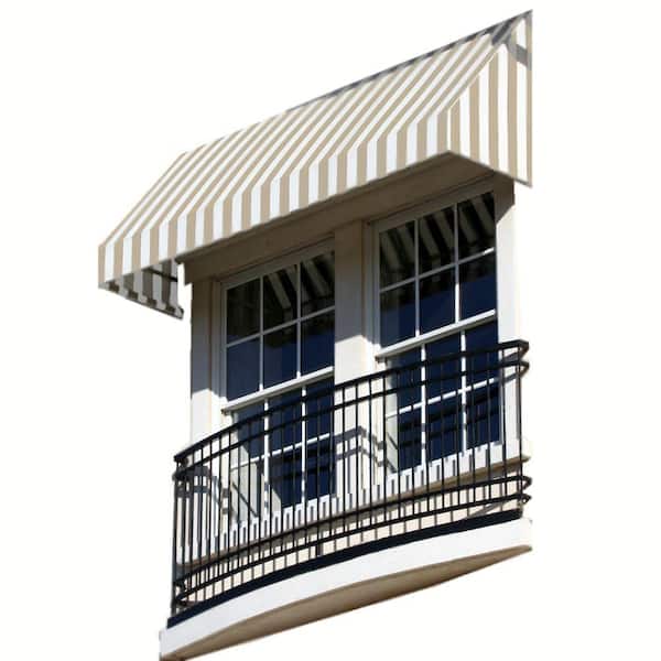 AWNTECH 4.38 ft. Wide New Yorker Window/Entry Fixed Awning (44 in. H x 24 in. D) Linen/White