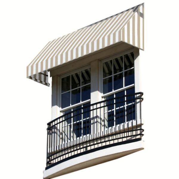AWNTECH 8.38 ft. Wide New Yorker Window/Entry Fixed Awning (44 in. H x 36 in. D) Linen/White