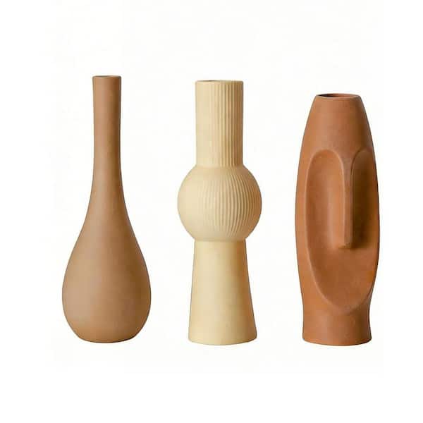 9 in. Multi-Colored Ceramic Pot Flower Vase Set of 3 HDF9Z3NPXG