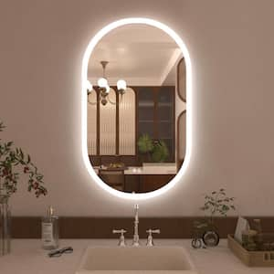 Glare 24 in. W x 40 in. H Oval Frameless LED Light Anti-Fog Wall Bathroom Vanity Mirror in Polished Crystal