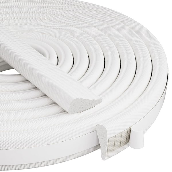 118 in. Wedge-Shape Foam Window Weather Stripping Door Seal Strip for Door Gap Filler Light Blocker, White (1-Pack)