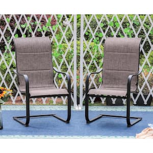 Black C-Spring Textilene Metal Patio Outdoor Dining Chair (2-Pack)