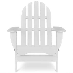 Icon White Recycled Plastic Folding Adirondack Chair with Side Table (2-Pack)