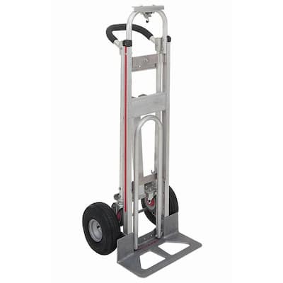 500 lb. Capacity Aluminum 3 Position Truck, loop handle 27 in. Recessed Folding Nose Plate and 4-ply Pneumatic Wheels