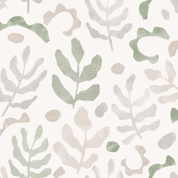 Neutral Beige Green Mira Peel and Stick Wallpaper Sample
