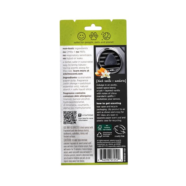 Enviroscent Black Vanilla Plus Mandarin Scent Auto Vent Clip 2pk  08616-002-HD - The Home Depot