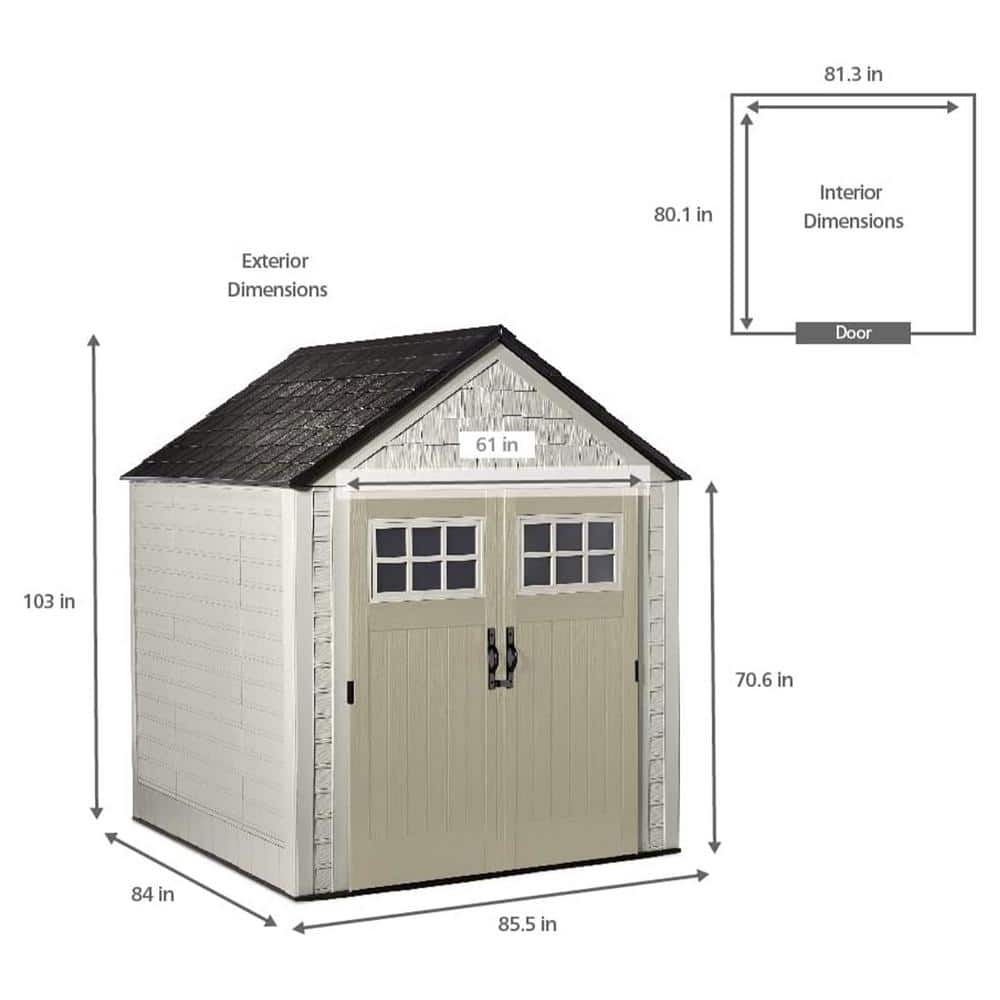 Beige 7' x 7' Resin Outdoor Storage Shed with Windows