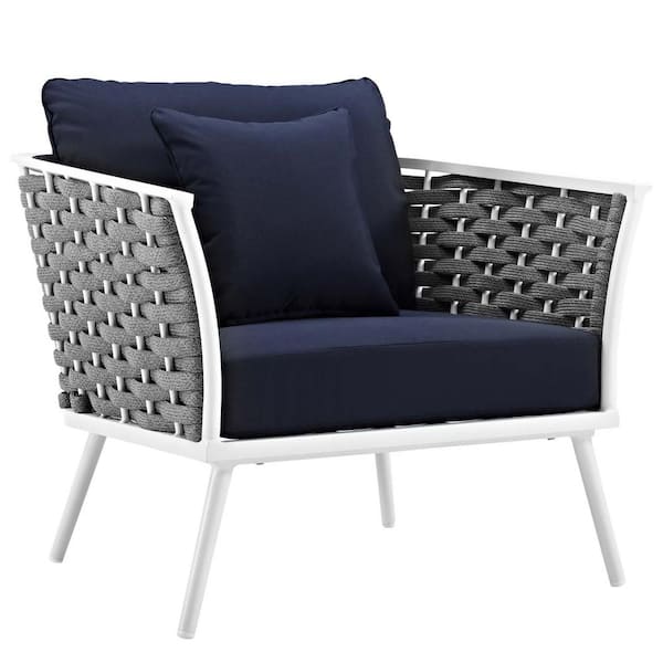 navy and white lounge chairs