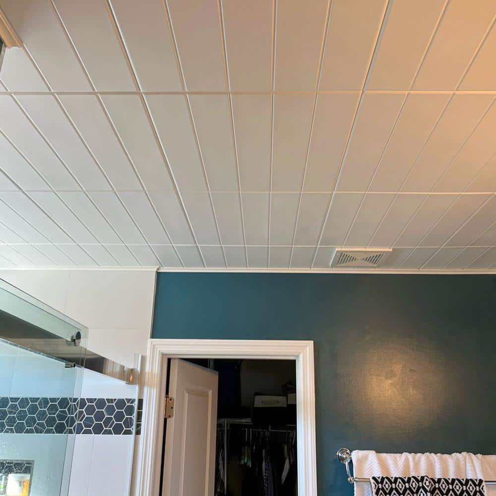 Plain White 1.6 ft. x 1.6 ft. Polystyrene Bead Board Ceiling Tile