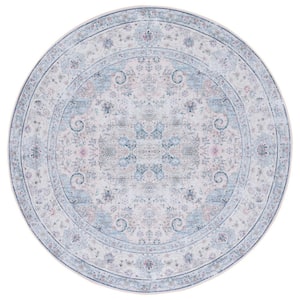 Tuscon Beige/Green 6 ft. x 6 ft. Machine Washable Geometric Border Floral Round Area Rug