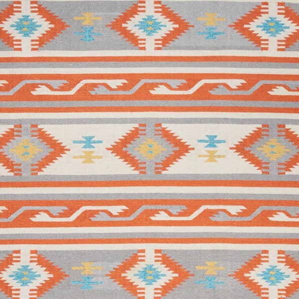5 ft. x 7 ft. Orange Southwestern Handmade Area Rug With Fringe