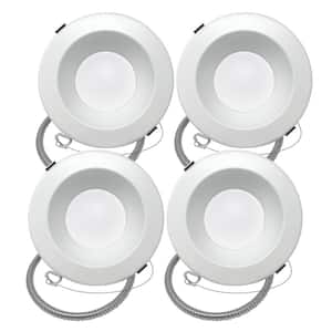 Downlight 8 in. Adjustable White Remodel 52-Watt Equivalent Housing Integrated LED Recessed Lighting Kit (4-Pack)