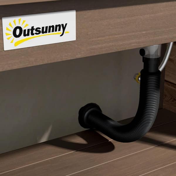 Outsunny - 17.7 in. W x 57.5 in. H Dark Brown Outdoor Wooden Potting Bench Table, Garden Workstation with Storage Cabinet, Shelves